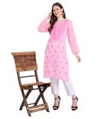 Lucknowi chikankari georgette straight kurti