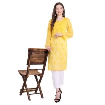 Lucknowi chikankari georgette straight kurti 1