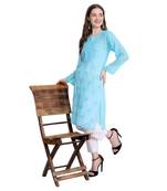 Lucknowi chikankari georgette straight kurti