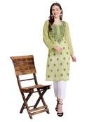 Lucknowi chikankari georgette straight kurti
