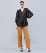 Black embellished satin shirt