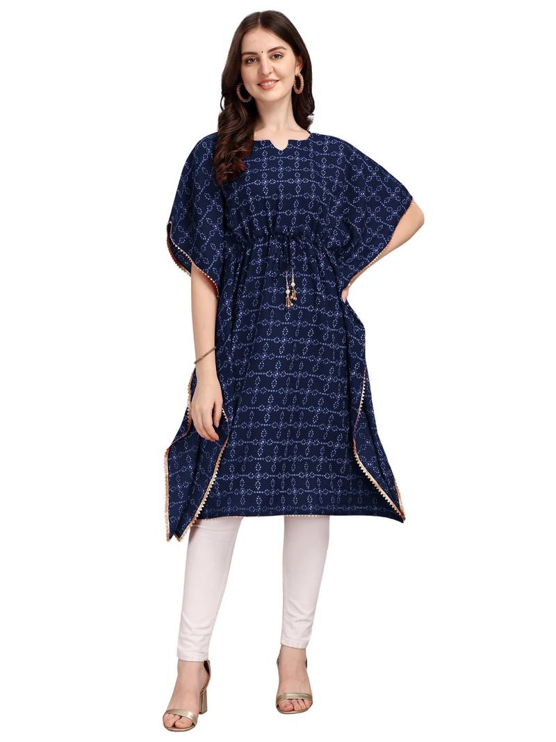 WILNERCROWN Stylish Premium Cotton Printed Kaftan Tops for Women & Girls for casual and Regular Wear