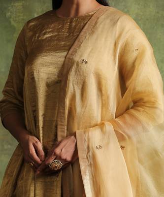 Rose gold pure chanderi tissue kurta set 2