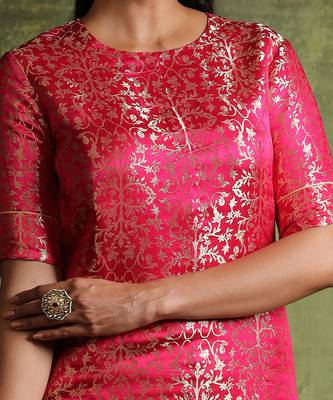 Hot pink handloom kurta set 5