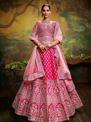 Red Pure Silk Moti & Zarkan heavy embroidery Semi-Stitched Lehenga choli & Dupatta 1