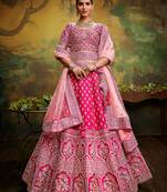 Red Pure Silk Moti & Zarkan heavy embroidery Semi-Stitched Lehenga choli & Dupatta