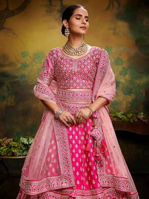 Red Pure Silk Moti & Zarkan heavy embroidery Semi-Stitched Lehenga choli & Dupatta 3