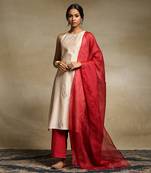 Beige chanderi kurta set