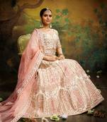 Off White Pure Silk Moti & Zarkan heavy embroidery Semi-Stitched Lehenga choli & Dupatta
