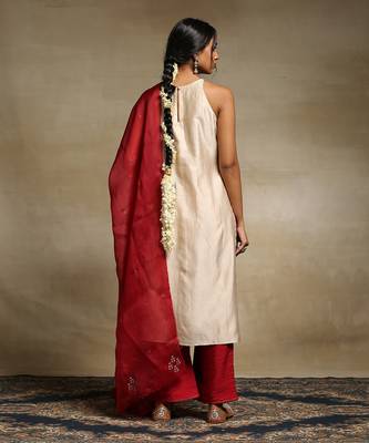 Beige chanderi kurta set 2