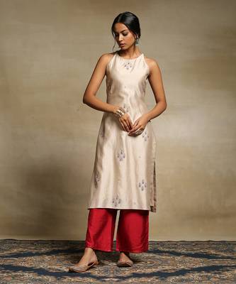 Beige chanderi kurta set 3