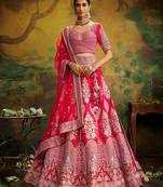 Red Pure Silk Moti & Zarkan heavy embroidery Semi-Stitched Lehenga choli & Dupatta