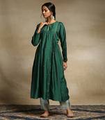 Teal handloom chanderi kurta set