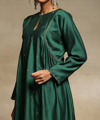 Teal handloom chanderi kurta set 5