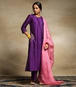 Deep purple handloom chanderi kurta set