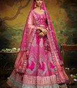 Pink Pure Silk Moti & Zarkan heavy embroidery Lehenga choli & Dupatta
