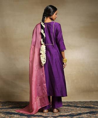 Deep purple handloom chanderi kurta set 2