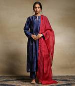 Deep blue chanderi kurta set