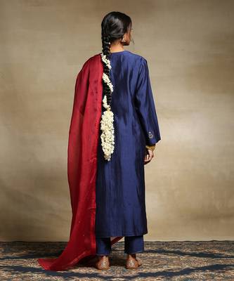 Deep blue chanderi kurta set 2