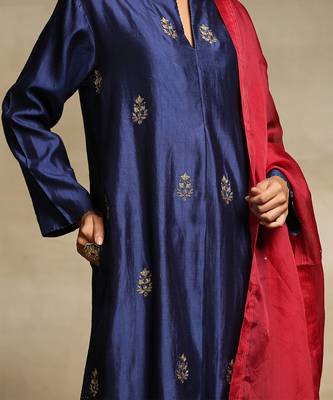 Deep blue chanderi kurta set 5