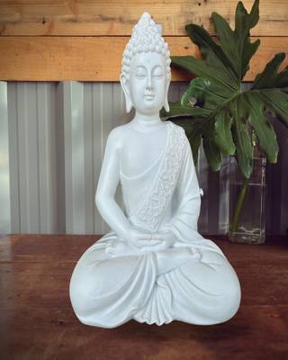 The Advitya Polymarble Meditation/Dhyan Mudra Buddha Statue (White,10inch) 1