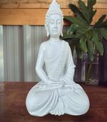 The Advitya Polymarble Meditation/Dhyan Mudra Buddha Statue (White,10inch)