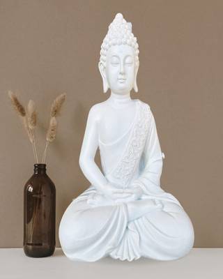 The Advitya Polymarble Meditation/Dhyan Mudra Buddha Statue (White,10inch) 2