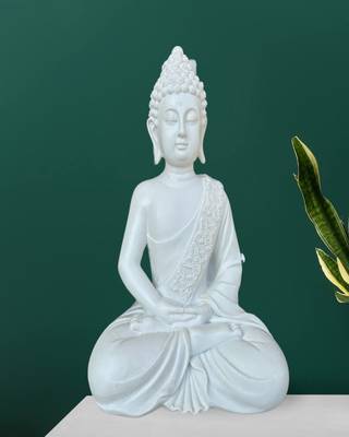 The Advitya Polymarble Meditation/Dhyan Mudra Buddha Statue (White,10inch) 4