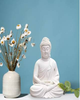 The Advitya Buddha Statue Sitting (White, 5.5-inch) 1