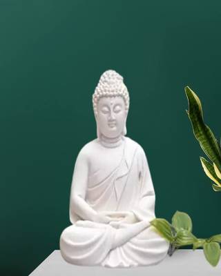 The Advitya Buddha Statue Sitting (White, 5.5-inch) 3