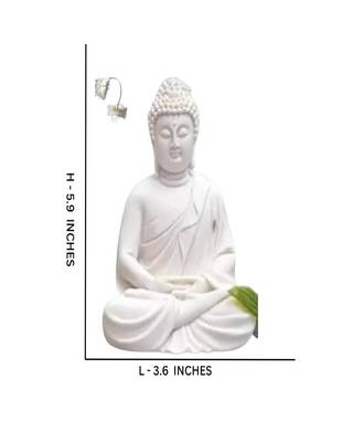 The Advitya Buddha Statue Sitting (White, 5.5-inch) 4