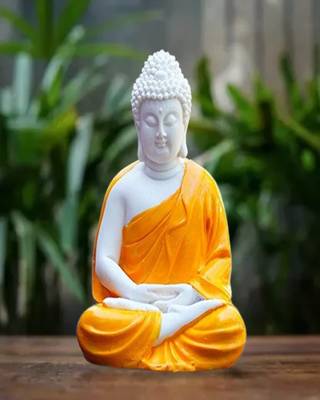 The Advitya Meditating Buddha Statue Sitting (Orange, 5.5-inch) 1