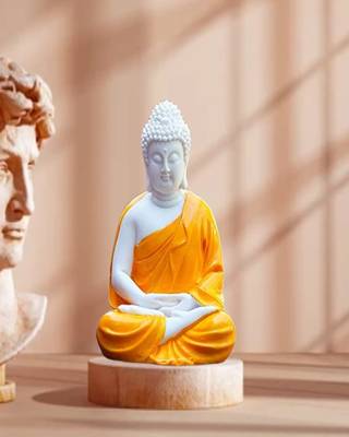 The Advitya Meditating Buddha Statue Sitting (Orange, 5.5-inch) 2