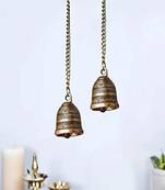 The Advitya Brass Handcrafted Hanging Bell with Chain Pack of 2