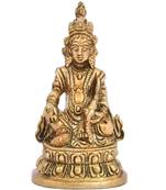 The Advitya Brass Lord Kuber Sitting Statue Kubera Idol (Heght - 3.5 Inch)