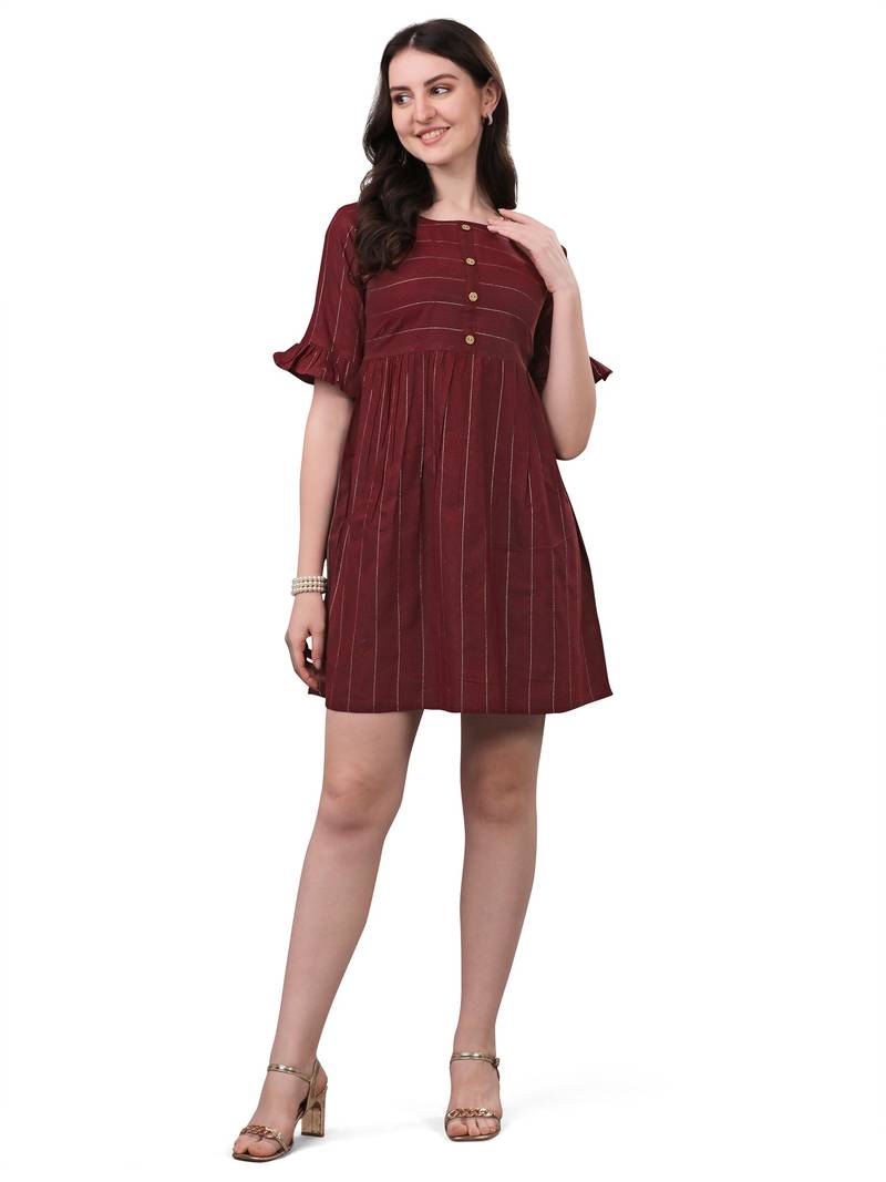 WILNERCROWN Floral Printed Cotton Flared Above Knee Length Dress for woment & girls.