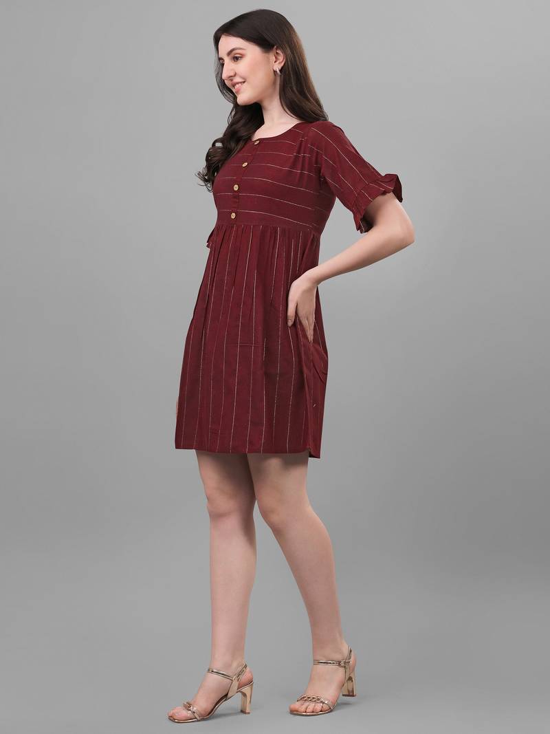 WILNERCROWN Floral Printed Cotton Flared Above Knee Length Dress for woment & girls.