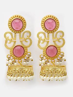 Sasha gold-toned  pink gold-plated classic jhumkas earrings 3