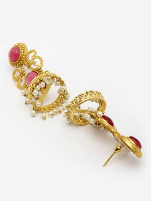 Sasha gold-toned  pink gold-plated classic jhumkas earrings 1