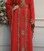 Red Georgette Zari Work Kaftan