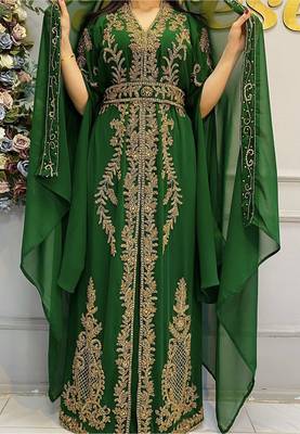 Sale!! Royal Fashion Dubai Beaded Kaftan Arabian Plus Size Party Fancy African Clothing Crystal Fancy Work Dresses 1