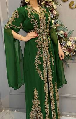 Sale!! Royal Fashion Dubai Beaded Kaftan Arabian Plus Size Party Fancy African Clothing Crystal Fancy Work Dresses 2