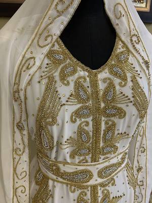 Grand White & Gold Layered Moroccan Kaftan Gown | Luxury Bridal & Event Dress 2