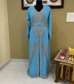 Light Blue Georgette Embroidered Kaftan for Women