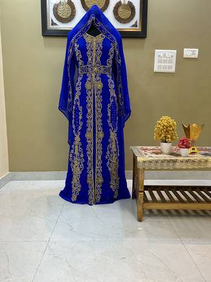 Royal Blue Georgette Zari Work Kaftan 2
