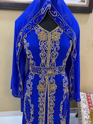 Royal Blue Georgette Zari Work Kaftan 3