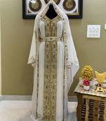 White Georgette Zari Embroidered Kaftan 