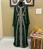 Green Georgette Zari Work Kaftan Dress