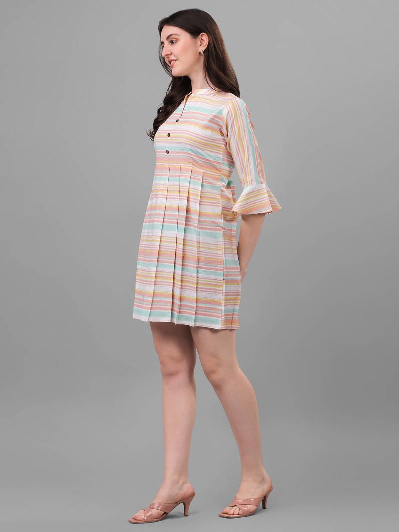 WILNERCROWN Floral Printed Cotton Flared Above Knee Length Dress for woment & girls.