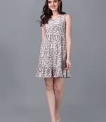 WILNERCROWN Floral Printed Cotton Flared Above Knee Length Dress for woment & girls.